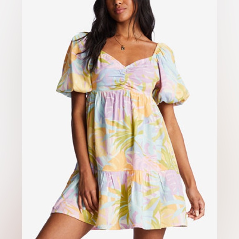 Billabong Be Mine Floral Print Sweetheart Babydoll Dress M Medium Colorful - Picture 8 of 8